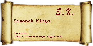 Simonek Kinga névjegykártya